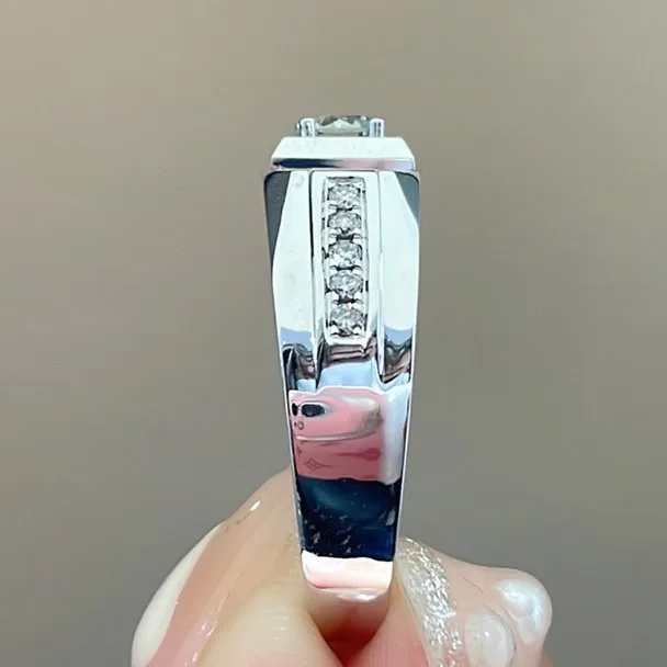 10 stone micro pavé lab grown diamond band – platinum men’s diamond ring