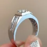 10 stone micro pavé lab grown diamond band – platinum men’s diamond ring