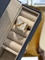 asymmetric pear diamond statement ring 3ct / 5ct lab grown diamond wide band ring in 14k / 18k gold