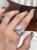asymmetric pear diamond statement ring 3ct / 5ct lab grown diamond wide band ring in 14k / 18k gold