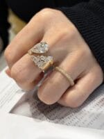 asymmetric pear diamond statement ring 3ct / 5ct lab grown diamond wide band ring in 14k / 18k gold