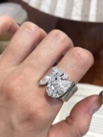 asymmetric pear diamond statement ring 3ct / 5ct lab grown diamond wide band ring in 14k / 18k gold