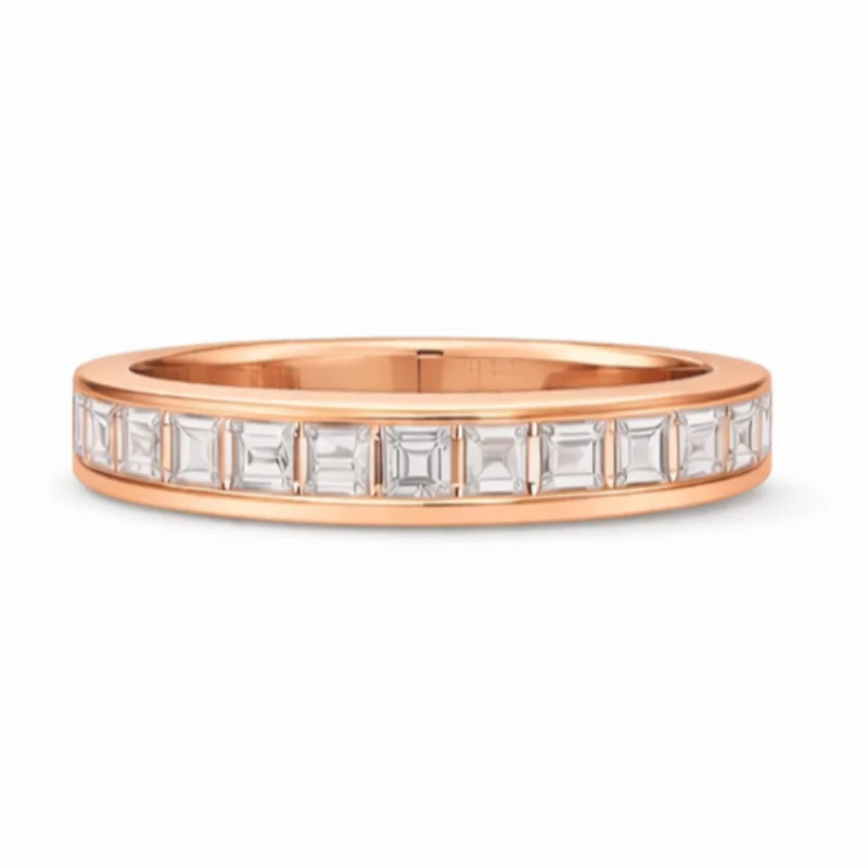 baguette lab diamond eternity ring minimal gold band in 14k / 18k solid gold