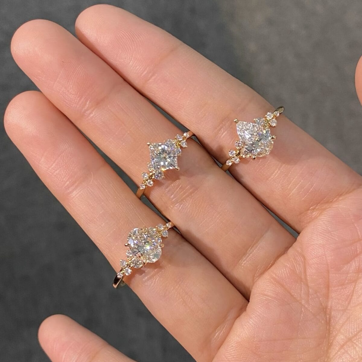 berlin love letter lab diamond ring – multi shape center stone delicate design 31