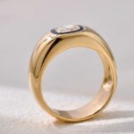 cushion cut lab diamond signet ring – black enamel 18k gold statement ring 6