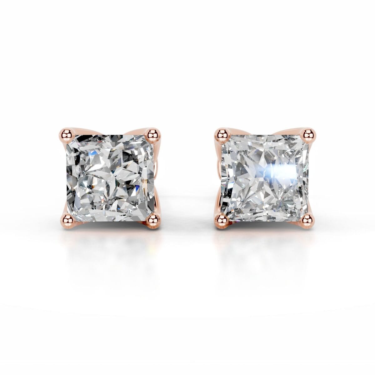 doris lab grown diamond studs earrings princess classic 4 prong studs