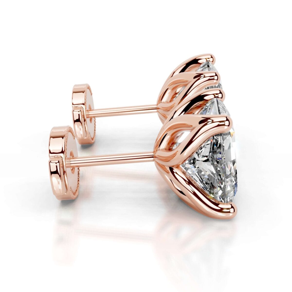 doris lab grown diamond studs earrings princess classic 4 prong studs