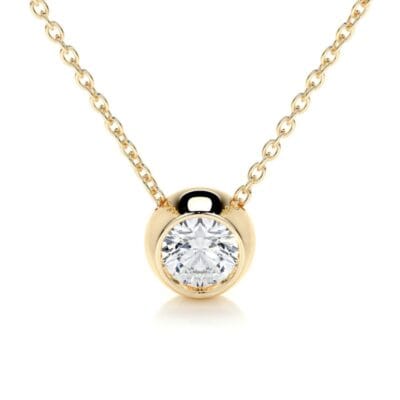 dorothy round shape solitaire bezel necklace lab grown diamond pendant