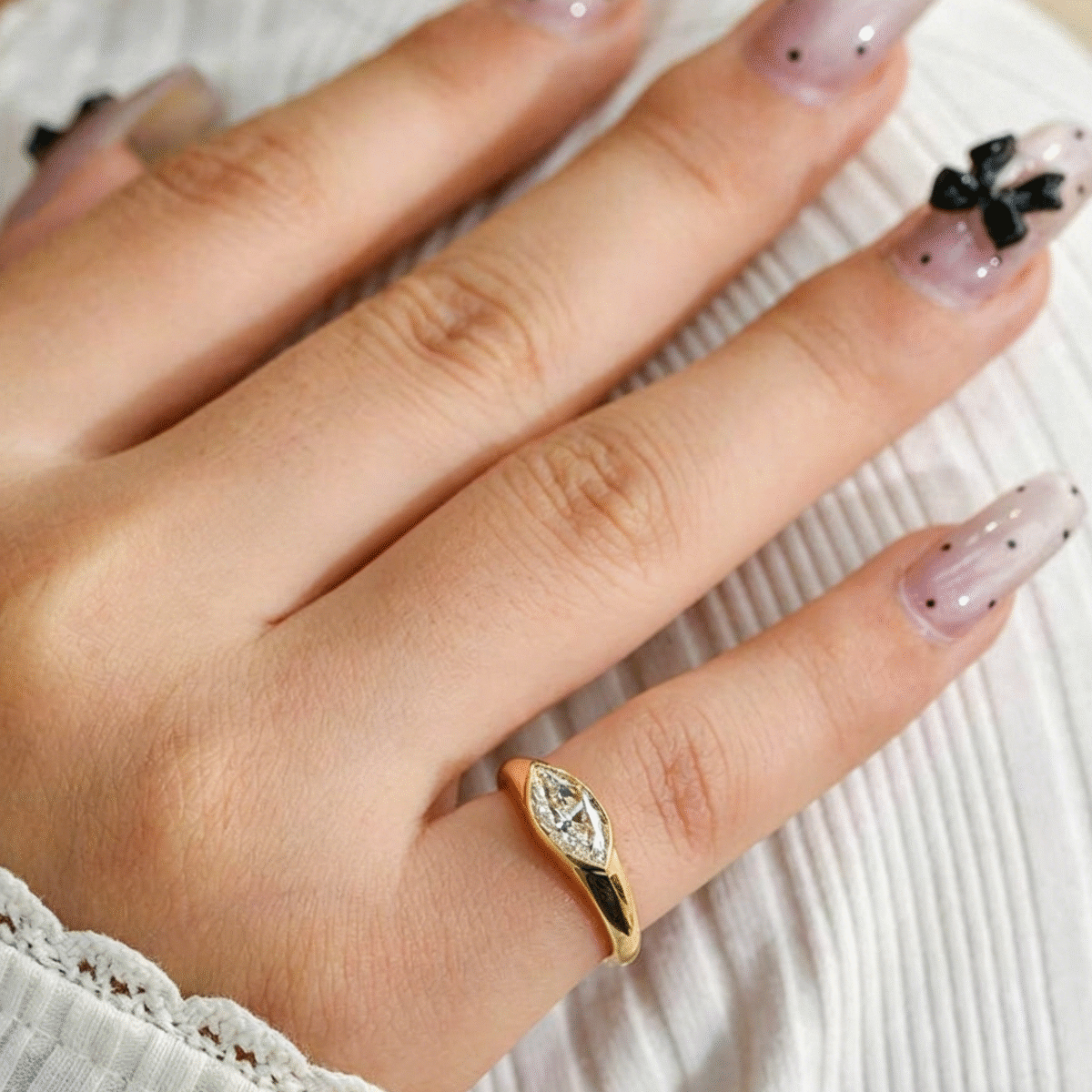 east west marquise lab diamond ring – bezel set minimal gold ring