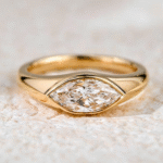 east west marquise lab diamond ring – bezel set minimal gold ring