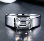 emerald cut lab diamond signet ring bezel set statement ring for men