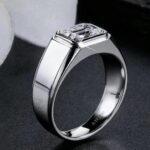 emerald cut lab diamond signet ring bezel set statement ring for men