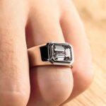 emerald cut lab diamond signet ring bezel set statement ring for men