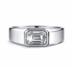 emerald cut lab diamond signet ring bezel set statement ring for men