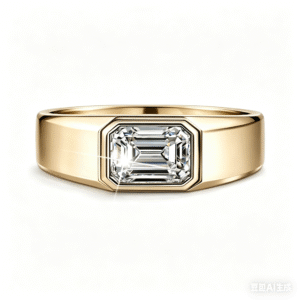 emerald cut lab diamond signet ring bezel set statement ring for men