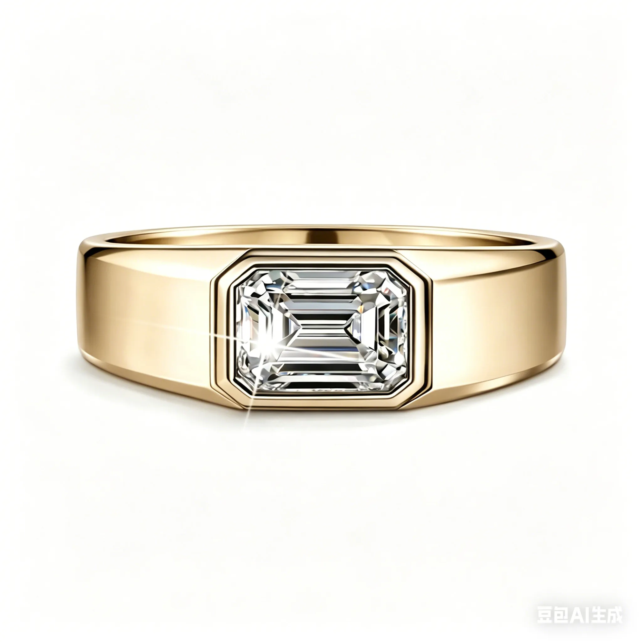 emerald cut lab diamond signet ring bezel set statement ring for men