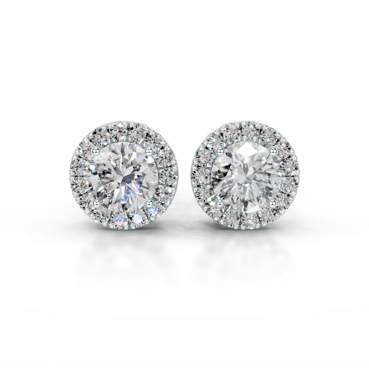 isla lab grown diamond halo earrings round diamond studs