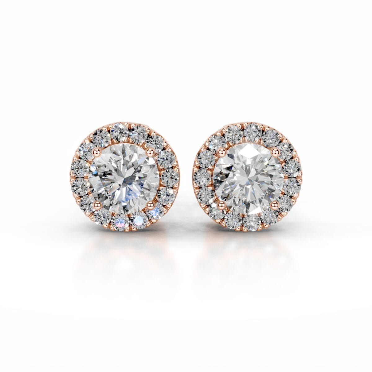 isla lab grown diamond halo earrings round diamond studs