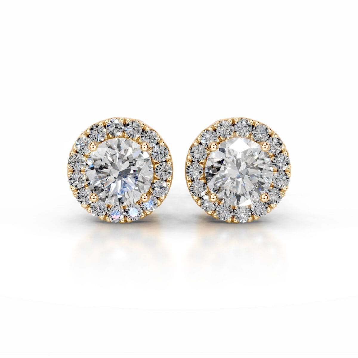 isla lab grown diamond halo earrings round diamond studs