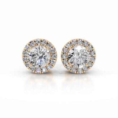 isla lab grown diamond halo earrings round diamond studs