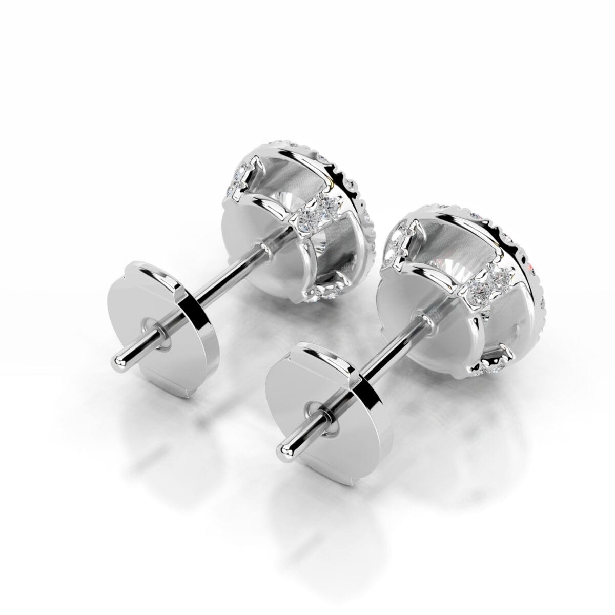 isla lab grown diamond halo earrings round diamond studs