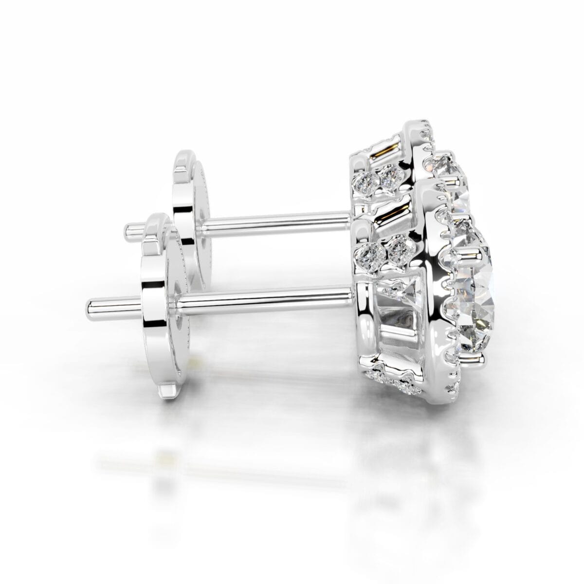 isla lab grown diamond halo earrings round diamond studs