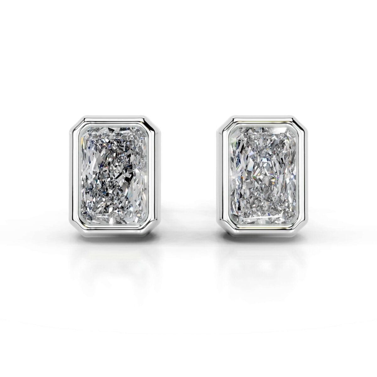janice lab grown diamond earrings elongated radiant bezel earrings