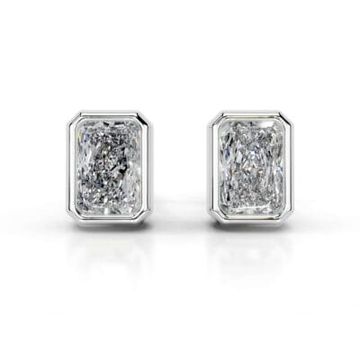 janice lab grown diamond earrings elongated radiant bezel earrings