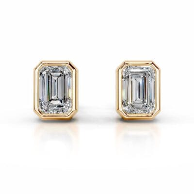 janice lab grown diamond earrings emerald bezel earrings