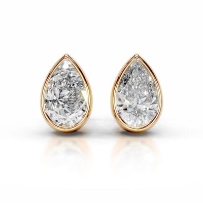 janice lab grown diamond earrings pear bezel studs