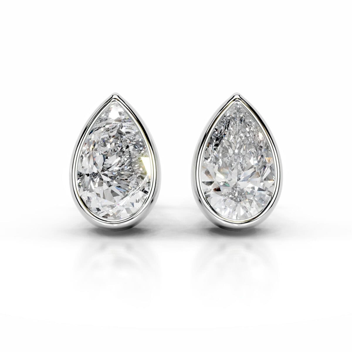 janice lab grown diamond earrings pear bezel studs