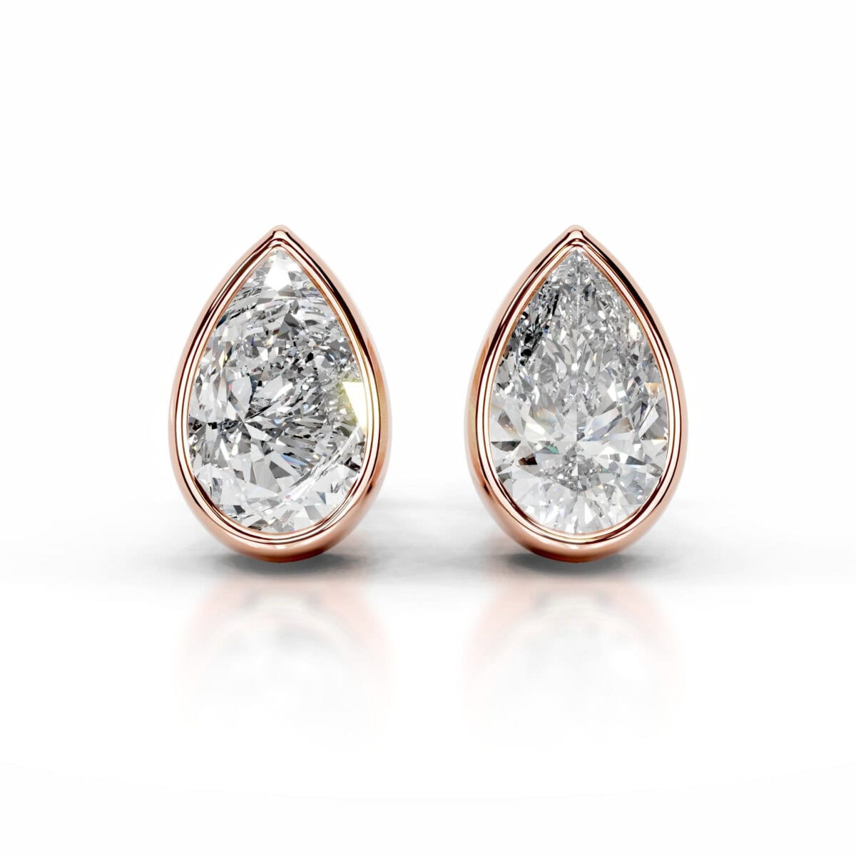 janice lab grown diamond earrings pear bezel studs