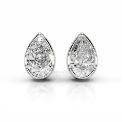 janice lab grown diamond earrings pear bezel studs