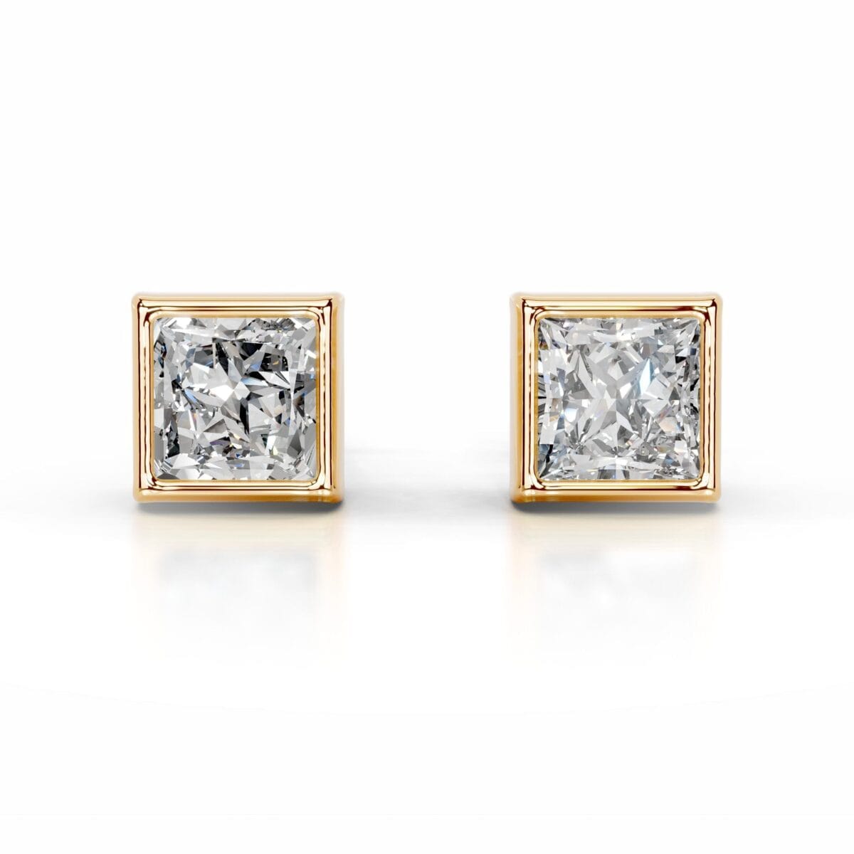 janice lab grown diamond earrings princess bezel studs