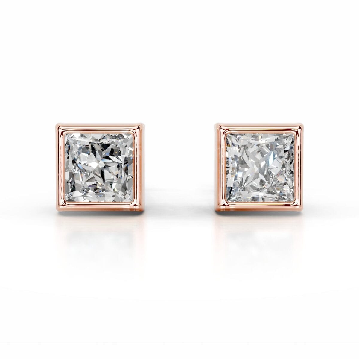 janice lab grown diamond earrings princess bezel studs
