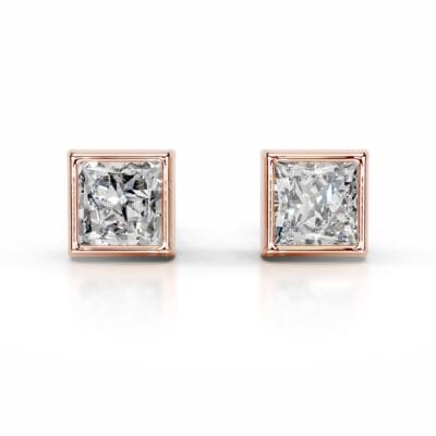 janice lab grown diamond earrings princess bezel studs