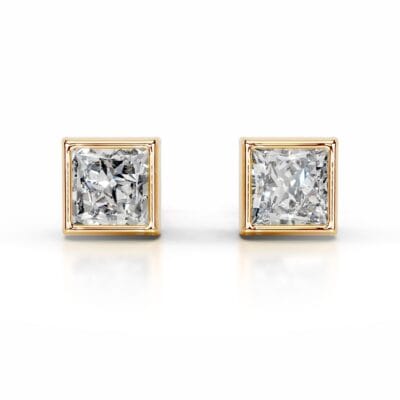janice lab grown diamond earrings princess bezel studs