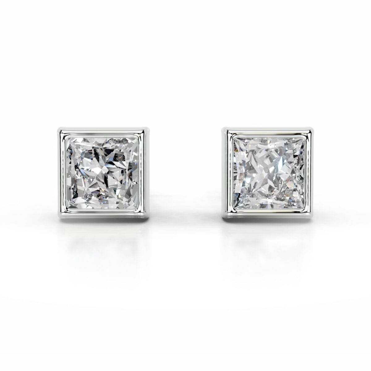 janice lab grown diamond earrings princess bezel studs