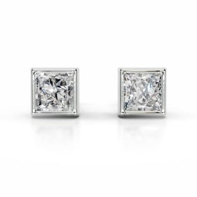 janice lab grown diamond earrings princess bezel studs
