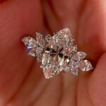 marquise lab diamond ring with pear cluster – nature inspired elegant design