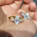 marquise & pear three stone lab diamond ring – minimal luxury gold design