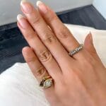 minimal flowing pear diamond ring bezel set lab grown diamond ring in 14k / 18k gold