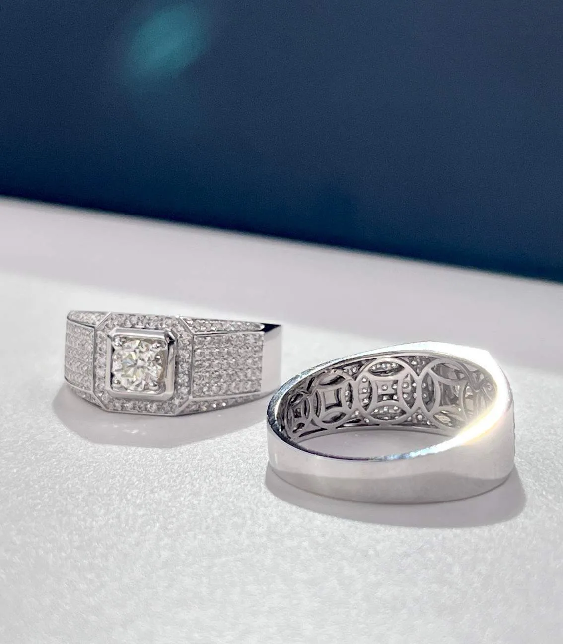 multi row pavé platinum men’s diamond ring – statement luxury design (12)