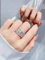 multi row pavé platinum men’s diamond ring – statement luxury design (2)