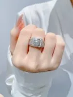 multi row pavé platinum men’s diamond ring – statement luxury design (4)