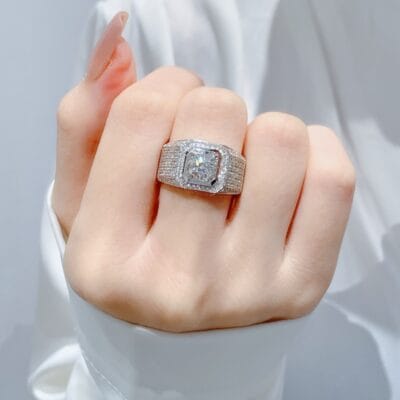 multi row pavé platinum men’s diamond ring – statement luxury design (4)