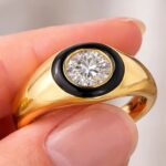 nature inspired marquise lab diamond ring – organic vine leaf design in solid gold