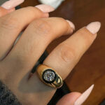 nature inspired marquise lab diamond ring – organic vine leaf design in solid gold