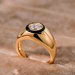 nature inspired marquise lab diamond ring – organic vine leaf design in solid gold