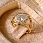 open double band pear diamond ring 3ct / 5ct lab grown diamond ring in 14k / 18k gol